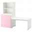 СТУВА / ФРИТИДС Стол с отделением для игрушек - белый/светло-розовый, 150x50x128 см