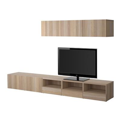 БЕСТО Шкаф для ТВ, комбинация - под беленый дуб