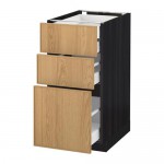 МЕТОД / МАКСИМЕРА Нплн шк 3 фрнт/2нзк/1срд/1вс ящ - под дерево черный, Экестад дуб, 40x60 см