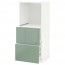МЕТОД / МАКСИМЕРА Высокий шкаф с 2 ящиками д/духовки - белый, Калларп глянцевый светло-зеленый