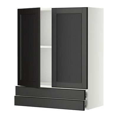 МЕТОД / ФОРВАРА Навесной шкаф/2дверцы/2ящика - 80x100 см, Лаксарби черно-коричневый, белый МЕТОД / ФОРВАРА Навесной шкаф/2дверцы/2ящика - 80x100 см, Лаксарби черно-коричневый, белый