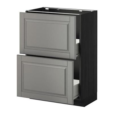 МЕТОД / ФОРВАРА Напольный шкаф с 2 ящиками - 60x37 см, Будбин серый, под дерево черный МЕТОД / ФОРВАРА Напольный шкаф с 2 ящиками - 60x37 см, Будбин серый, под дерево черный