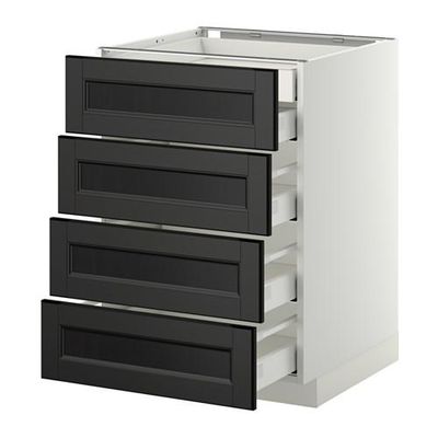 МЕТОД / МАКСИМЕРА Нплн шк 4фрнт/2нзк/3срд ящ - 60x60 см, Лаксарби черно-коричневый, белый МЕТОД / МАКСИМЕРА Нплн шк 4фрнт/2нзк/3срд ящ - 60x60 см, Лаксарби черно-коричневый, белый