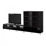 БЕСТО Шкаф для ТВ, комбинация - черно-коричневый/глянцевый черный