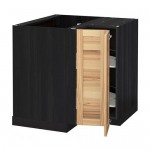 МЕТОД Угл напольн шкаф с вращающ секц - под дерево черный, Торхэмн естественный ясень