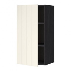 МЕТОД Шкаф навесной с полкой - под дерево черный, Хитарп белый с оттенком, 40x80 см