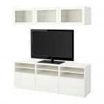 БЕСТО Шкаф для ТВ, комбин/стеклян дверцы - Лаппвикен/Синдвик белый прозрачное стекло, направляющие ящика, плавно закр БЕСТО Шкаф для ТВ, комбин/стеклян дверцы - Лаппвикен/Синдвик белый прозрачное стекло, направляющие ящика, плавно закр