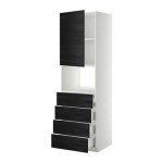 МЕТОД / ФОРВАРА Высок шкаф д/духовки/дверца/4ящика - 60x60x200 см, Тингсрид под дерево черный, белый