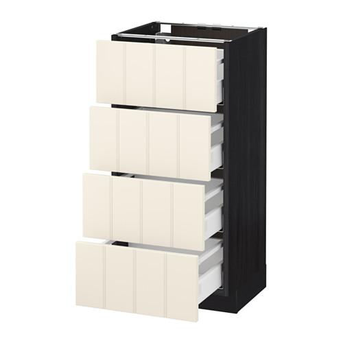 МЕТОД / МАКСИМЕРА Напольн шкаф 4 фронт панели/4 ящика - под дерево черный, Хитарп белый с оттенком, 40x37 см МЕТОД / МАКСИМЕРА Напольн шкаф 4 фронт панели/4 ящика - под дерево черный, Хитарп белый с оттенком, 40x37 см