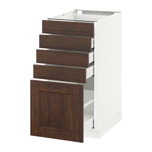 МЕТОД / МАКСИМЕРА Напольный шкаф с 5 ящиками - белый, Эдсерум под дерево коричневый, 40x60 см МЕТОД / МАКСИМЕРА Напольный шкаф с 5 ящиками - белый, Эдсерум под дерево коричневый, 40x60 см
