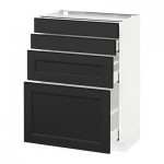 МЕТОД / МАКСИМЕРА Напольн шкаф 4 фронт панели/4 ящика - 60x37 см, Лаксарби черно-коричневый, белый МЕТОД / МАКСИМЕРА Напольн шкаф 4 фронт панели/4 ящика - 60x37 см, Лаксарби черно-коричневый, белый