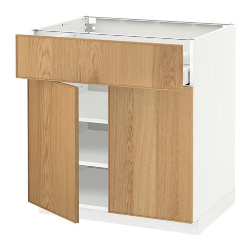 МЕТОД / МАКСИМЕРА Напольный шкаф+ящик/2дверцы - белый, Экестад дуб, 80x60 см МЕТОД / МАКСИМЕРА Напольный шкаф+ящик/2дверцы - белый, Экестад дуб, 80x60 см