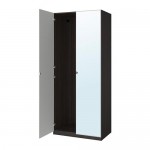 PAX гардероб 2-дверный черно-коричневый/Викедаль зеркальное стекло 99.8x60.2x236.4 cm