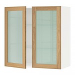 МЕТОД Навесной шкаф с полками/2 стекл дв - белый, Экестад дуб, 80x80 см МЕТОД Навесной шкаф с полками/2 стекл дв - белый, Экестад дуб, 80x80 см