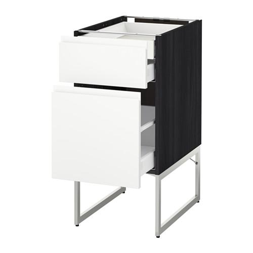 МЕТОД / МАКСИМЕРА Напольн шкаф 2фронт пнл/2низ/1вс ящ - под дерево черный, Воксторп белый, 40x60x60 см