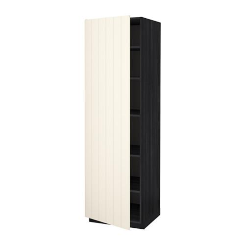 МЕТОД Высок шкаф с полками - под дерево черный, Хитарп белый с оттенком, 60x60x200 см