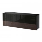 БЕСТО Тумба под ТВ, с дверцами и ящиками - черно-коричневый/Сельсвикен глянцевый/коричневый дымчат стекло, направляющие ящика, плавно закр БЕСТО Тумба под ТВ, с дверцами и ящиками - черно-коричневый/Сельсвикен глянцевый/коричневый дымчат стекло, направляющие ящика, плавно закр