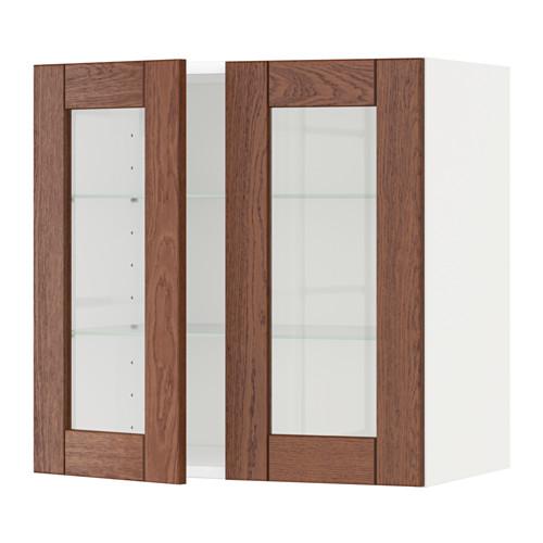 МЕТОД Навесной шкаф с полками/2 стекл дв - белый, Филипстад коричневый, 60x60 см МЕТОД Навесной шкаф с полками/2 стекл дв - белый, Филипстад коричневый, 60x60 см