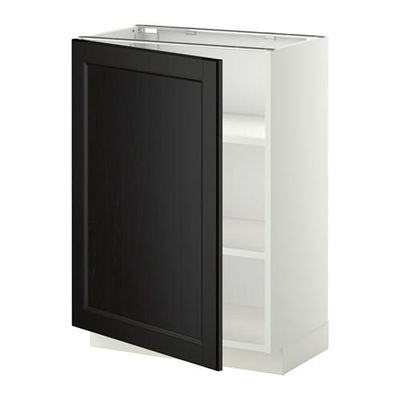 МЕТОД Напольный шкаф с полками - 60x37 см, Лаксарби черно-коричневый, белый