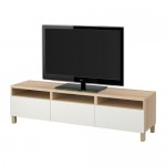 БЕСТО Тумба д/ТВ с ящиками - под беленый дуб/Лаппвикен белый, направляющие ящика, плавно закр