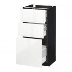 МЕТОД / МАКСИМЕРА Напольный шкаф с 3 ящиками - под дерево черный, Рингульт глянцевый белый, 40x37 см МЕТОД / МАКСИМЕРА Напольный шкаф с 3 ящиками - под дерево черный, Рингульт глянцевый белый, 40x37 см