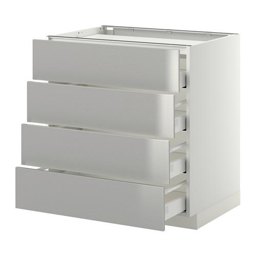 МЕТОД / МАКСИМЕРА Напольн шкаф/4фронт пнл/4ящика - белый, Гревста нержавеющ сталь, 80x60 см МЕТОД / МАКСИМЕРА Напольн шкаф/4фронт пнл/4ящика - белый, Гревста нержавеющ сталь, 80x60 см