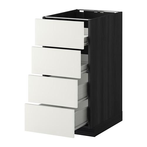 МЕТОД / ФОРВАРА Напольн шкаф 4 фронт панели/4 ящика - под дерево черный, Хэггеби белый, 40x60 см