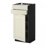 МЕТОД / МАКСИМЕРА Напольный шкаф с дверцей/2 ящиками - под дерево черный, Будбин белый с оттенком, 40x37 см МЕТОД / МАКСИМЕРА Напольный шкаф с дверцей/2 ящиками - под дерево черный, Будбин белый с оттенком, 40x37 см