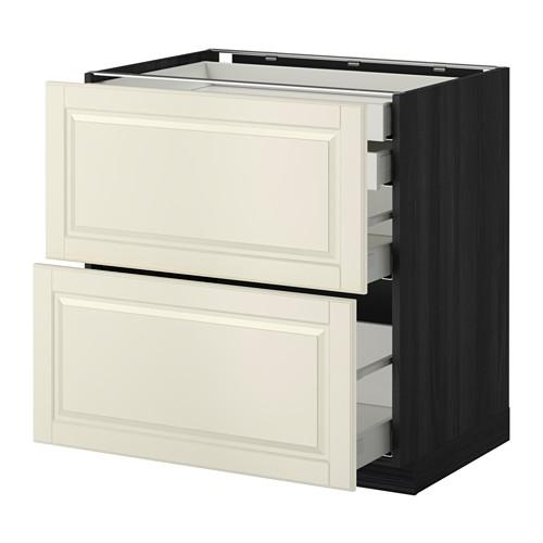 МЕТОД / МАКСИМЕРА Напл шк 2 фрнт/2низ/1срд/1 выс ящ - под дерево черный, Будбин белый с оттенком, 80x60 см