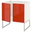 МЕТОД Напольн шкаф д раковины+2 двери - белый, Ерста глянцевый оранжевый