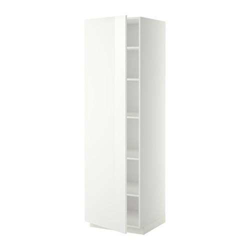 МЕТОД Высок шкаф с полками - белый, Рингульт глянцевый белый, 60x60x200 см