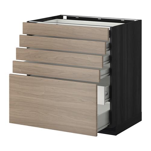 МЕТОД / ФОРВАРА Нплн шк 5фронт/4нзк/2срд ящ - под дерево черный, Брокхульт под грецкий орех светло-серый, 80x60 см