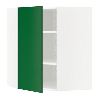 МЕТОД Угловой навесной шкаф с полками - 68x80 см, Флэди зеленый, белый