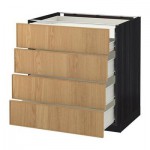 МЕТОД / ФОРВАРА Нплн шк 4фрнт/2нзк/3срд ящ - 80x60 см, Экестад дуб, под дерево черный