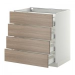 МЕТОД / МАКСИМЕРА Напольн шкаф 4 фронт панели/4 ящика - 80x60 см, Брокхульт под грецкий орех светло-серый, белый МЕТОД / МАКСИМЕРА Напольн шкаф 4 фронт панели/4 ящика - 80x60 см, Брокхульт под грецкий орех светло-серый, белый