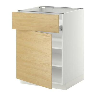 МЕТОД / ФОРВАРА Напольн шкаф с полкой/ящиком/дверью - белый, Тингсрид под березу, 60x60 см МЕТОД / ФОРВАРА Напольн шкаф с полкой/ящиком/дверью - белый, Тингсрид под березу, 60x60 см