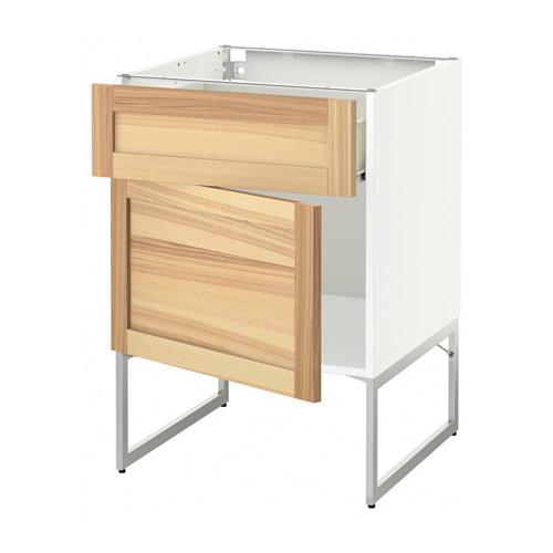 МЕТОД / ФОРВАРА Напольный шкаф с ящиком/дверью - белый, Торхэмн естественный ясень, 60x60x60 см