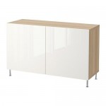 БЕСТО Комбинация для хранения с дверцами - под беленый дуб глянцевый/белый