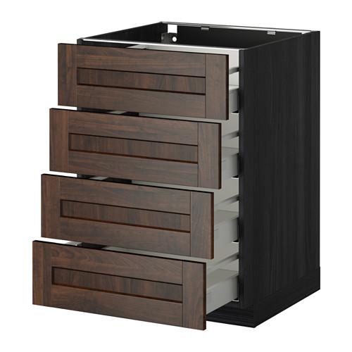 МЕТОД / МАКСИМЕРА Напольн шкаф 4 фронт панели/4 ящика - под дерево черный, Эдсерум под дерево коричневый, 60x60 см МЕТОД / МАКСИМЕРА Напольн шкаф 4 фронт панели/4 ящика - под дерево черный, Эдсерум под дерево коричневый, 60x60 см