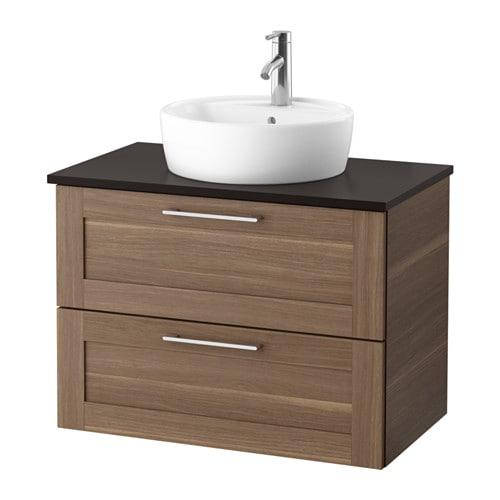 ГОДМОРГОН/ТОЛКЕН / ТОРНВИКЕН Шкаф п-раковину/столешн45/раковина - антрацит, под грецкий орех ГОДМОРГОН/ТОЛКЕН / ТОРНВИКЕН Шкаф п-раковину/столешн45/раковина - антрацит, под грецкий орех