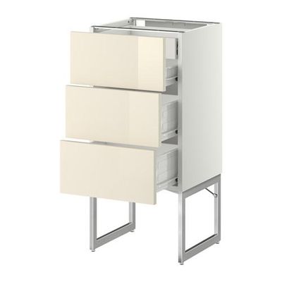 МЕТОД / ФОРВАРА Напольн шкаф 3фронт пнл/2низ/2ср ящ - 40x37x60 см, Рингульт глянцевый кремовый, белый МЕТОД / ФОРВАРА Напольн шкаф 3фронт пнл/2низ/2ср ящ - 40x37x60 см, Рингульт глянцевый кремовый, белый