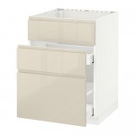 МЕТОД / МАКСИМЕРА Напольн шк п-мойку+3фрнт пнл/2ящ - белый, Воксторп глянцевый светло-бежевый, 60x60 см МЕТОД / МАКСИМЕРА Напольн шк п-мойку+3фрнт пнл/2ящ - белый, Воксторп глянцевый светло-бежевый, 60x60 см
