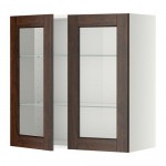 МЕТОД Навесной шкаф с полками/2 стекл дв - белый, Эдсерум под дерево коричневый, 80x80 см МЕТОД Навесной шкаф с полками/2 стекл дв - белый, Эдсерум под дерево коричневый, 80x80 см