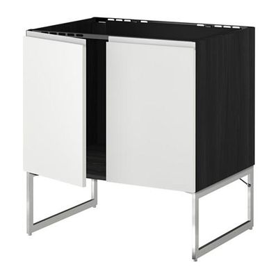 МЕТОД Напольн шкаф д раковины+2 двери - Нодста белый/алюминий,