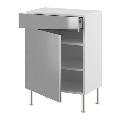 ФАКТУМ Напольн шкаф с полкой/ящиком/дверью - Рубрик нержавеющ сталь, 60x37 см ФАКТУМ Напольн шкаф с полкой/ящиком/дверью - Рубрик нержавеющ сталь, 60x37 см