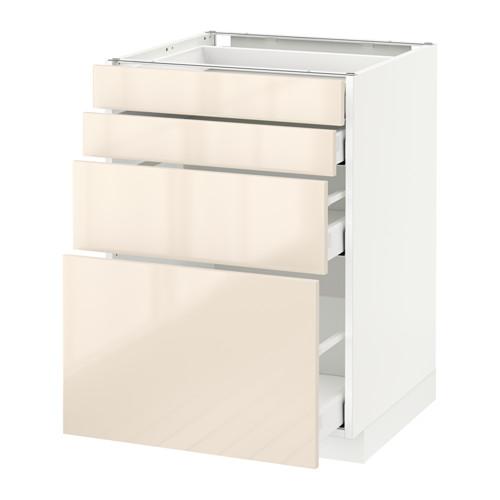 МЕТОД / МАКСИМЕРА Напольн шкаф 4 фронт панели/4 ящика - 60x60 см, Рингульт глянцевый кремовый, белый МЕТОД / МАКСИМЕРА Напольн шкаф 4 фронт панели/4 ящика - 60x60 см, Рингульт глянцевый кремовый, белый