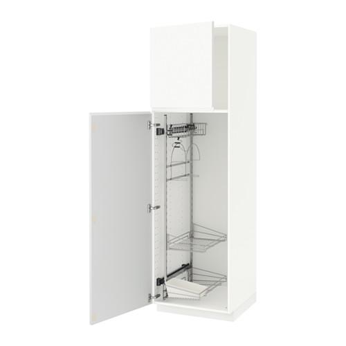 МЕТОД Выс шк с отд д/акс д/убрк - белый, Воксторп белый, 60x60x200 см