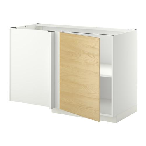 МЕТОД Угловой напольный шкаф с полкой - Тингсрид под березу, белый