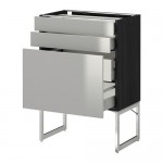 МЕТОД / МАКСИМЕРА Напольн шкаф 3фронт пнл/2низ/2ср ящ - под дерево черный, Гревста нержавеющ сталь, 60x37x60 см МЕТОД / МАКСИМЕРА Напольн шкаф 3фронт пнл/2низ/2ср ящ - под дерево черный, Гревста нержавеющ сталь, 60x37x60 см