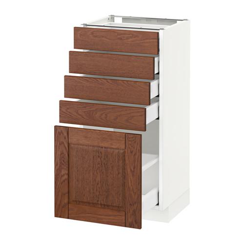 МЕТОД / МАКСИМЕРА Напольный шкаф с 5 ящиками - белый, Филипстад коричневый, 40x37 см